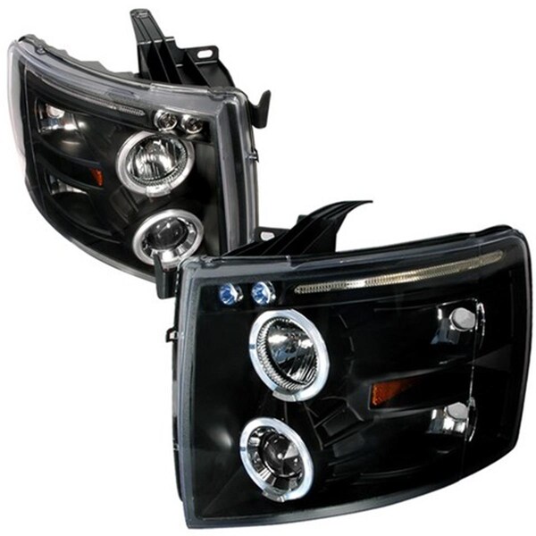 Overtime Halo LED Projector Headlights for 07 to 10 Chevrolet Silverado, Black - 16 x 18 x 22 in. OV126228 - main